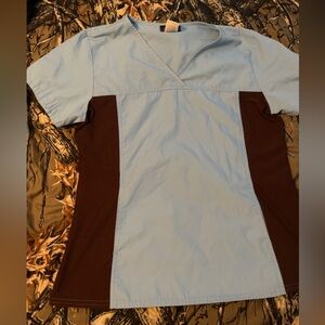 Cherokee Light Blue and Brown Women's Top